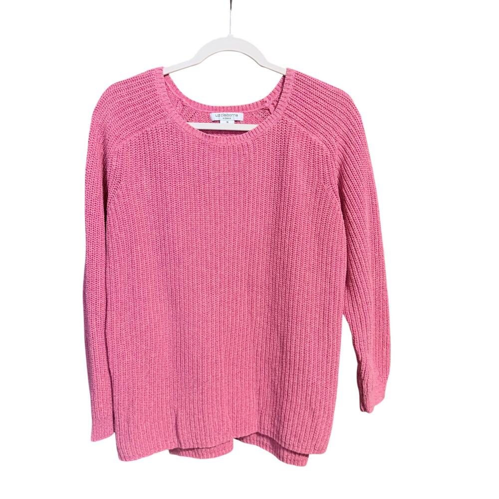 Vintage Liz Claiborne melon pink 100% cotton plus size 1X pullover sweater coral